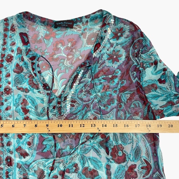 Stella Forest Blue Floral Silk Tunic Dress - Picture 7 of 9